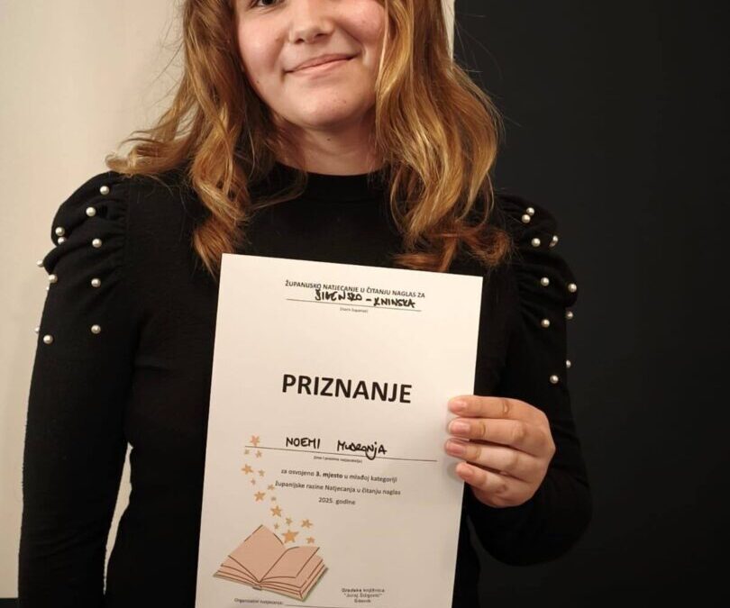 Noema Mudronja treća na Županijskom natjecanju u čitanju naglas