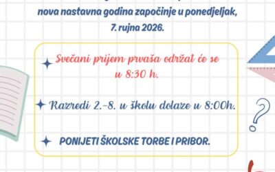 Obavijest o početku nastavne godine