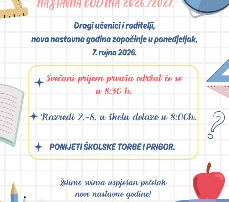 Obavijest o početku nastavne godine
